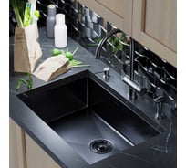 Мойка для подстольного монтажа MIXLINE PRO 65x44х22 см, толщина 3 мм, выпуск 3 1/2, с сифоном, черный графит 548573