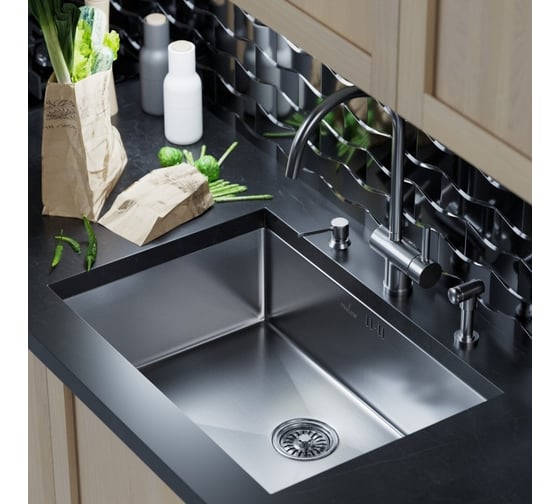 Мойка для подстольного монтажа MIXLINE PRO 65x44х22 см, толщина 3 мм, выпуск 3 1/2, с сифоном, сатин 548572