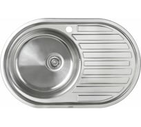 Мойка из нержавеющей стали KAISER  врезная 770x500, 0.8 мм хром овальная/левая KSS-7750L