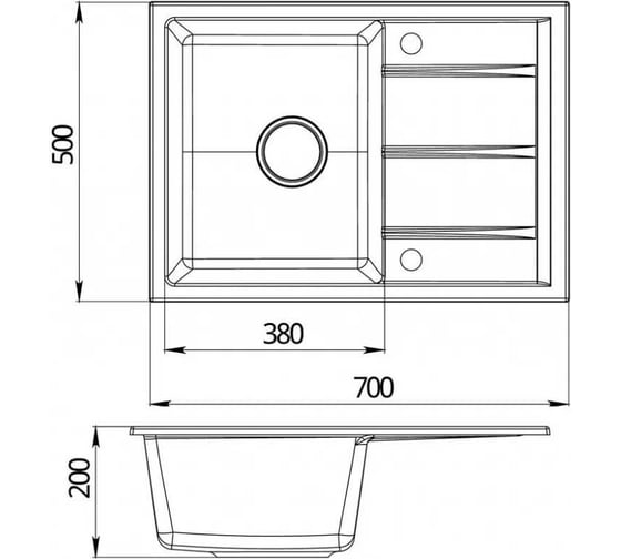 Кварцевая мойка EMAR EMQ-1700.Q Оникс