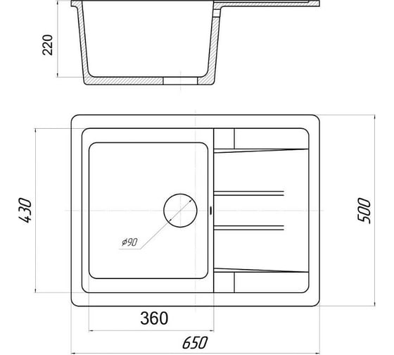 Кухонная мойка из искусственного гранита WISENT Грей MW650-29/WGER013