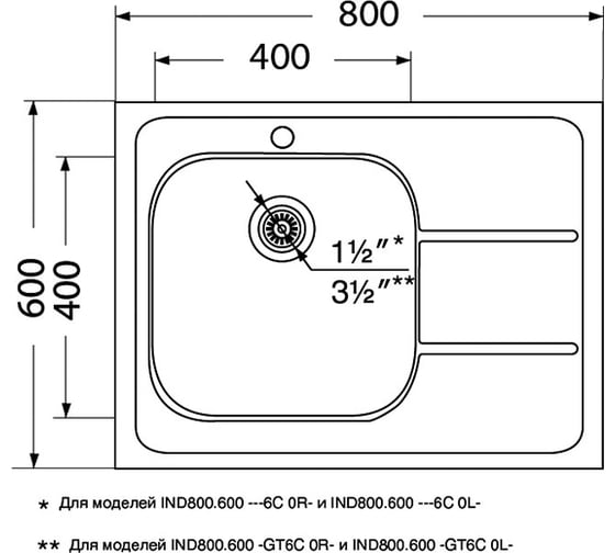Мойка Иннова Ukinox IND800.600 GT6C 0L