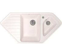Мойка MIXLINE ML-GM25 угловая двухчашевая с крылом, светло-розовая 311, 500х970х200 мм 525204