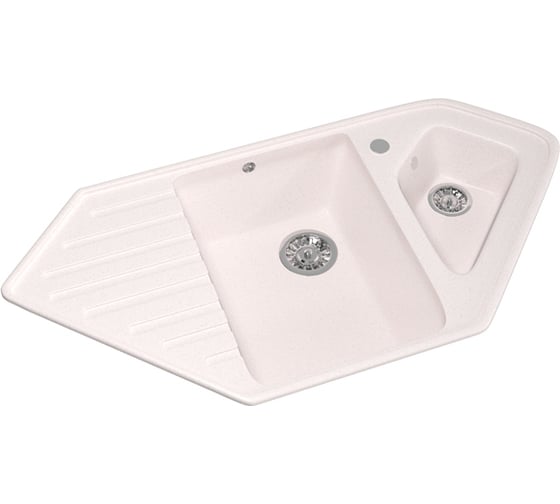 Мойка MIXLINE ML-GM25 угловая двухчашевая с крылом, светло-розовая 311, 500х970х200 мм 525204