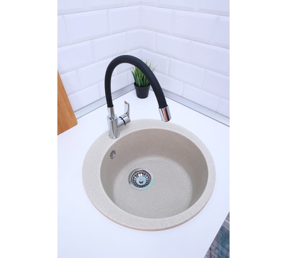 Мойка Alcora Виктори J030 475х475 мм, матовая, слоновая кость, с сифоном J030 G39