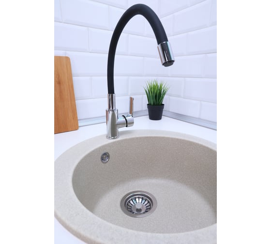 Мойка Alcora Виктори J030 475х475 мм, матовая, слоновая кость, с сифоном J030 G39