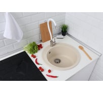 Мойка Alcora Черая 490*490 мм, матовая бежевая с сифоном S-3/05