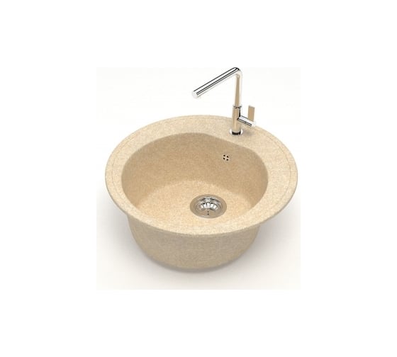 Мойка Alcora Черая J003 510х510 мм, матовая, слоновая кость, с сифоном J003 G39