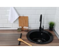 Мойка Alcora Черая490х490 мм, глянцевая, черный, с сифоном S-3/L01