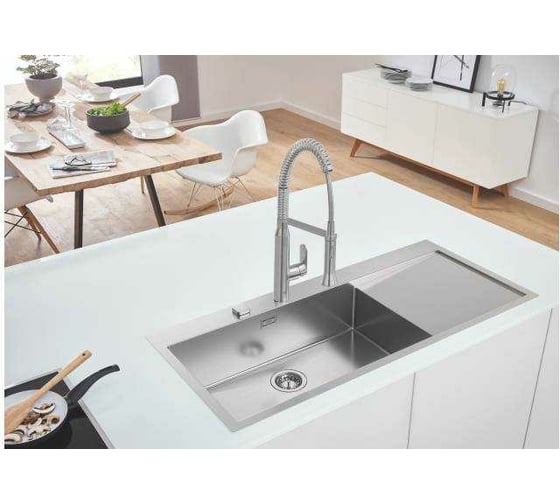 Мойка GROHE K1000 80-S 116х52 см, толщина стали 1.0, чаша слева 31581SD1