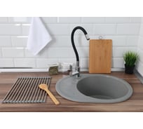 Мойка Alcora Агна 570х440 мм, матовая темно-серая с сифоном S-23/04