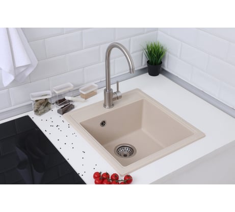 Мойка Alcora Гала 450*510 мм, матовая, бежевая, с сифоном S-10/05