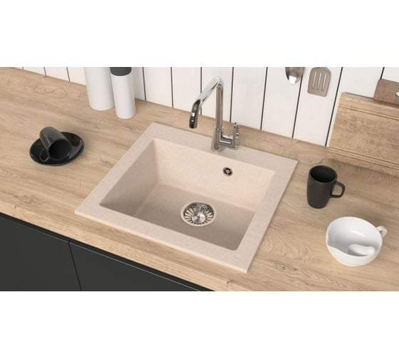 Мойка Alcora Гала J035 480х440 мм, матовая, карамель, с сифоном J035 G40
