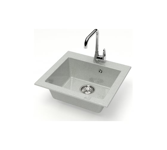Мойка Alcora Гала L035 480х440 мм, глянцевая, светло-серая, с сифоном L035 G36