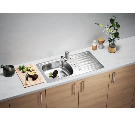Мойка ALVEUS BASIC 150 NAT-90 780x435 в комплекте с сифоном 1136532
