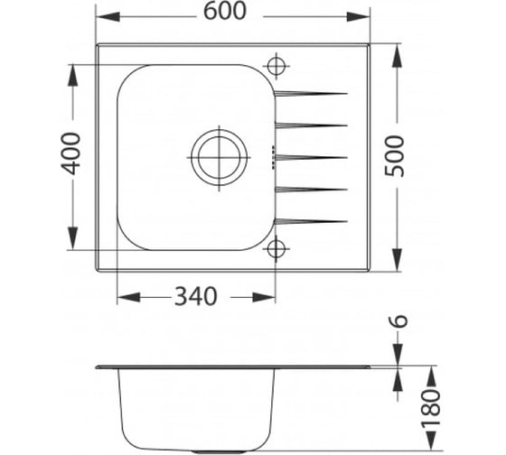 Мойка ALVEUS VITRO 10 (белая) 600x500 c сифоном клапан-автомат 1130525