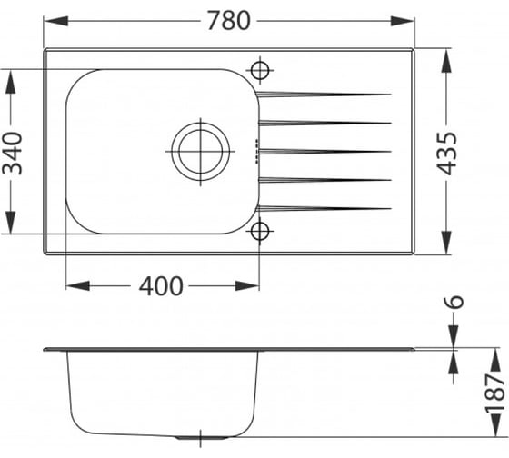Мойка ALVEUS VITRO 20 (белая) 780x435 c сифоном клапан-автомат 1130527