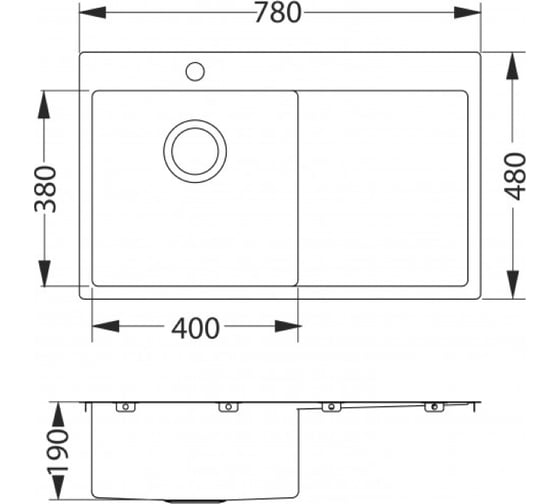 Мойка ALVEUS QUARTO 30 BRS-90 780x480 в комплекте с сифоном 1124384