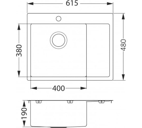 Мойка ALVEUS QUARTO 20 BRS-90 615x480 в комплекте с сифоном 1124383