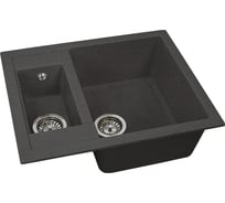 Двухсекционная реверсивная мойка GRANSTONES 610x495 мм, черный GS-21-308