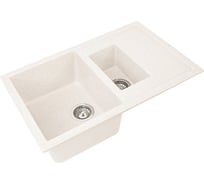 Двухсекционная реверсивная мойка GRANSTONES 775x500 мм, белый GS-21K-331