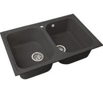 Двухсекционная мойка GRANSTONES 780x495 мм, черный GS-15-308