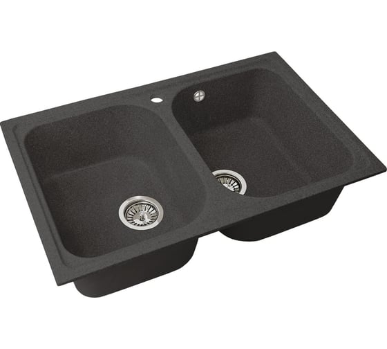 Двухсекционная мойка GRANSTONES 780x495 мм, черный GS-15-308 1