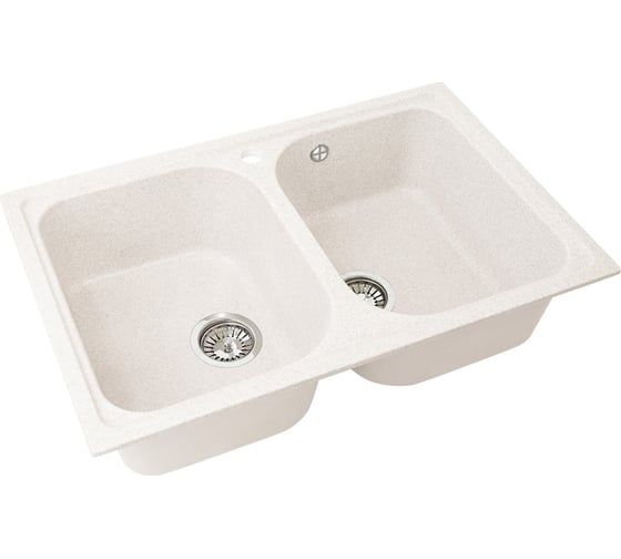 Двухсекционная мойка GRANSTONES 780x495 мм, белый GS-15-331 1