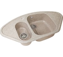 Угловая двухсекционная мойка GRANSTONES 945x495 мм, песочный GS-14-302