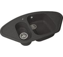 Угловая двухсекционная мойка GRANSTONES 945x495 мм, черный GS-14-308