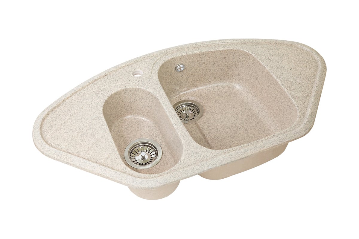 Угловая двухсекционная мойка GRANSTONES 945x495 мм, бежевый GS-14-328 ...