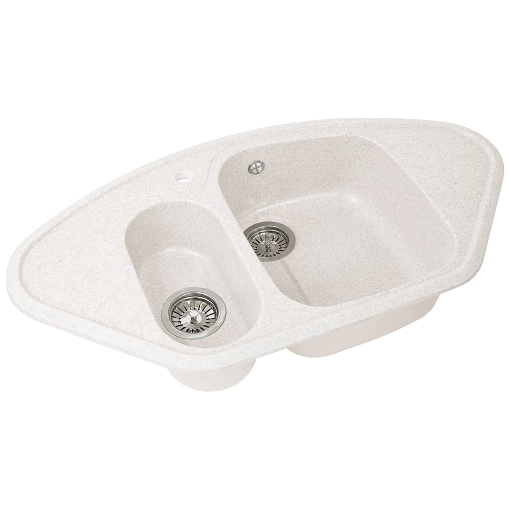 Угловая двухсекционная мойка GRANSTONES 945x495 мм, белый GS-14-331 ...