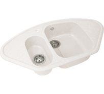 Угловая двухсекционная мойка GRANSTONES 945x495 мм, белый GS-14-331