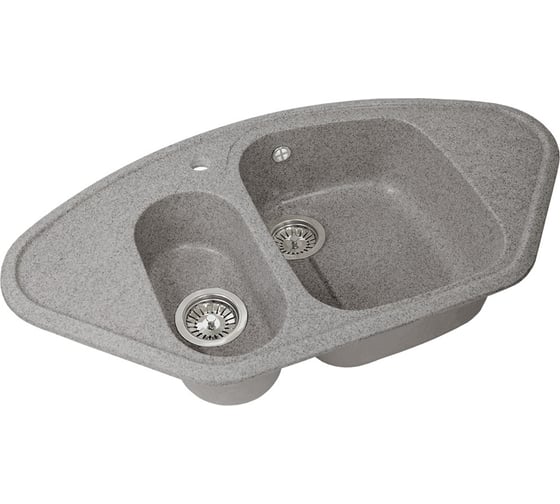 Угловая двухсекционная мойка GRANSTONES 945x495 мм, темно-серый GS-14-309
