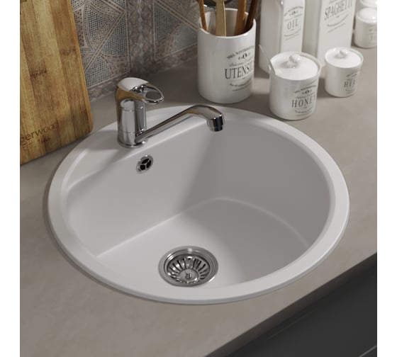 Кухонная мойка uperwood из искусственного камня UPD-101_круглая, цвет туман 391020219