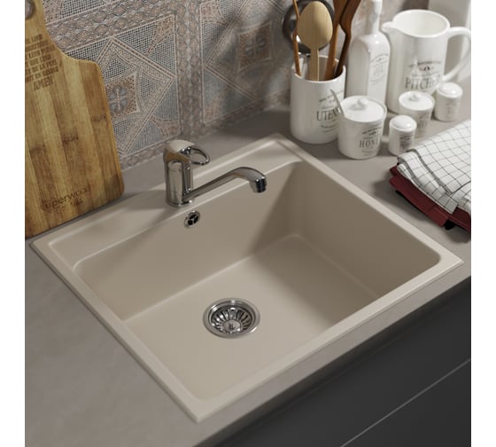 Кухонная мойка uperwood из искусственного камня UPD-104_прямоугольная, цвет лён 391020210