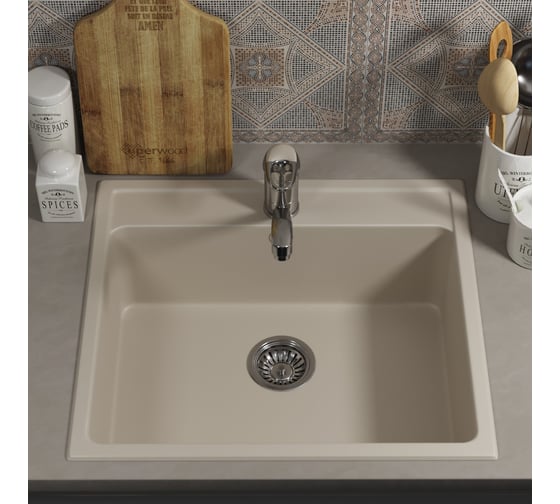 Кухонная мойка uperwood из искусственного камня UPD-104_прямоугольная, цвет лён 391020210