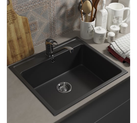 Кухонная мойка uperwood из искусственного камня UPD-104_прямоугольная, цвет уголь 391020207