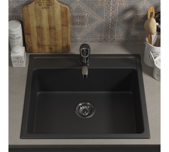 Кухонная мойка uperwood из искусственного камня UPD-104_прямоугольная, цвет уголь 391020207