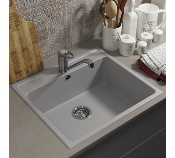 Кухонная мойка uperwood из искусственного камня UPD-104_прямоугольная, цвет дым 391020209