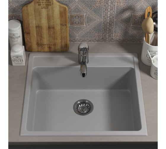 Кухонная мойка uperwood из искусственного камня UPD-104_прямоугольная, цвет дым 391020209