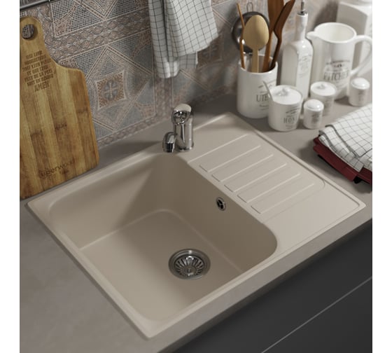 Кухонная мойка uperwood из искусственного камня UPD-202_прямоугольная, цвет лён 391020214