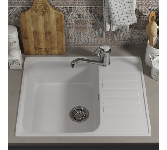Кухонная мойка uperwood из искусственного камня UPD-202_прямоугольная, цвет туман 391020212