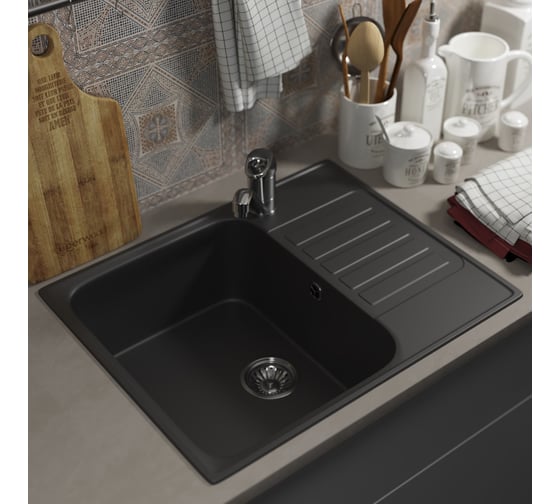 Кухонная мойка uperwood из искусственного камня UPD-202_прямоугольная, цвет уголь 391020211