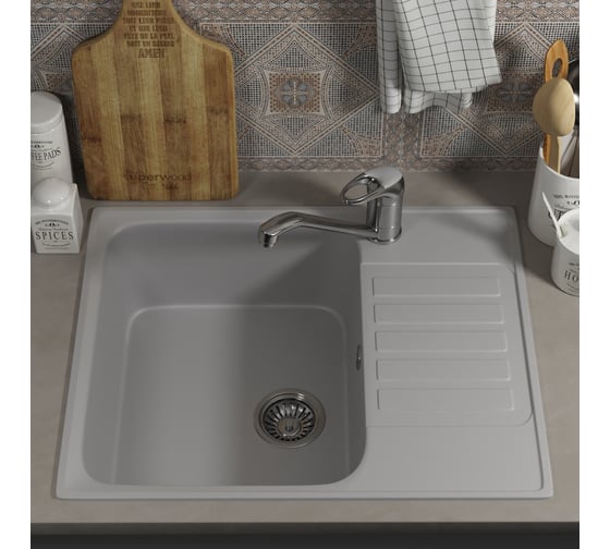 Кухонная мойка uperwood из искусственного камня UPD-202_прямоугольная, цвет дым 391020213