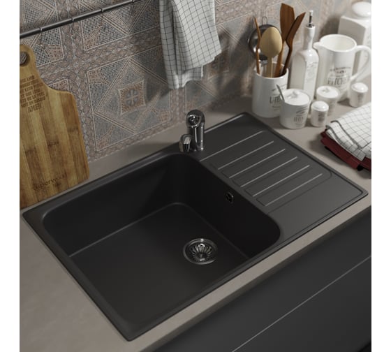 Кухонная мойка uperwood из искусственного камня UPD-400_прямоугольная, цвет уголь 391020215