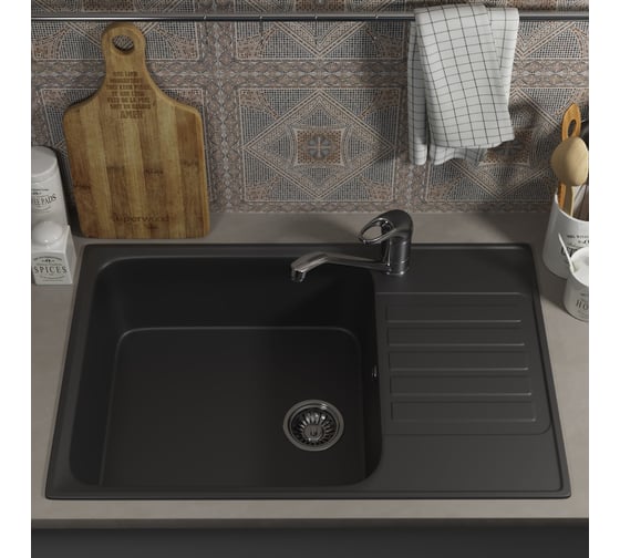 Кухонная мойка uperwood из искусственного камня UPD-400_прямоугольная, цвет уголь 391020215