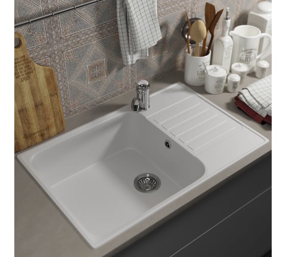 Кухонная мойка uperwood из искусственного камня UPD-400_прямоугольная, цвет туман 391020216