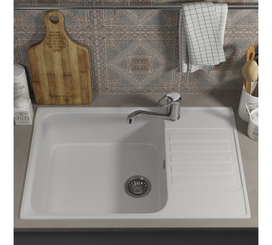 Кухонная мойка uperwood из искусственного камня UPD-400_прямоугольная, цвет туман 391020216