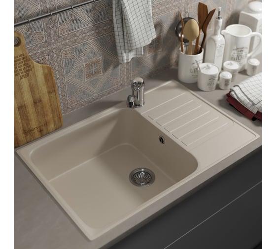 Кухонная мойка uperwood из искусственного камня UPD-400_прямоугольная, цвет лён 391020218